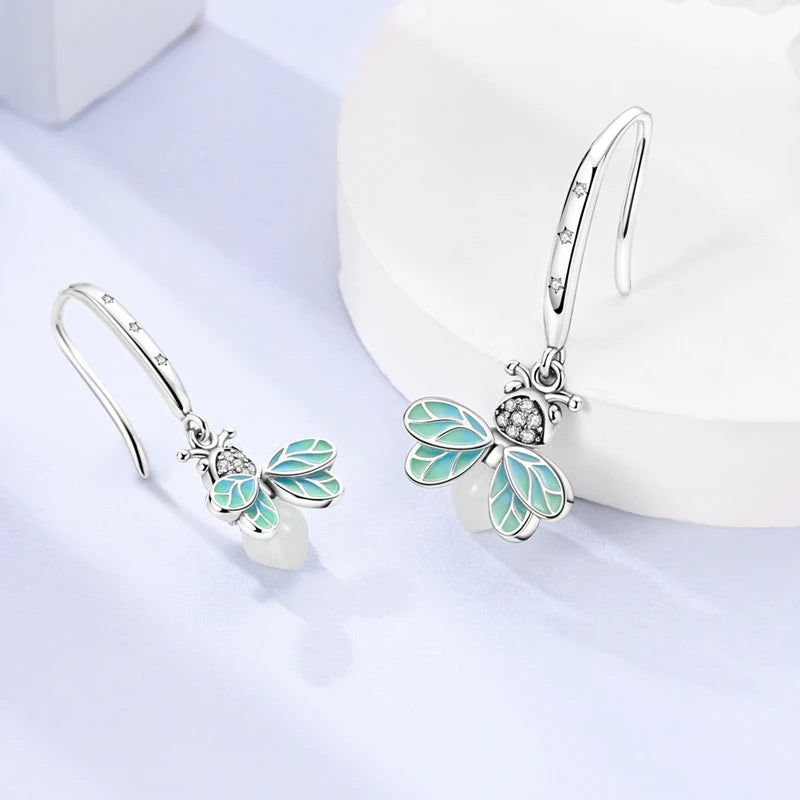 925 Sterling Silver Four Leaf Clover Butterfly Hoop Earrings for Women Boho Luxury Versatile Dangle Drop Party Jewelry