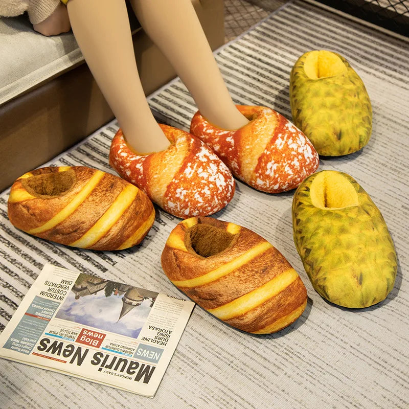 Women Indoor Slippers Winter 3D Bread Lovers Adult Slippers Floor Home Shoes Bedroom Warm Soft Slides Unisex Funny Gift - Charlie Dolly