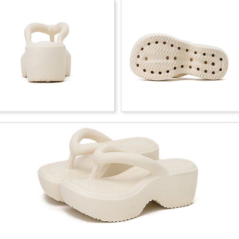 Thick Bottom Slippers for Women Platform Wedges Flip Flops Summer Clip Toe Sandals Beach Slides Non-slip Bathroom Slippers - Charlie Dolly