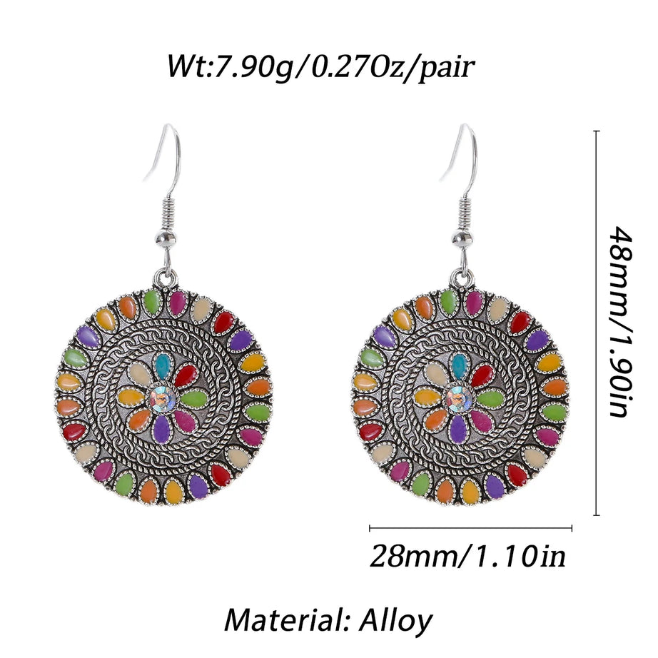 Colorful Bead Flower Necklace Earring Set Jewelry