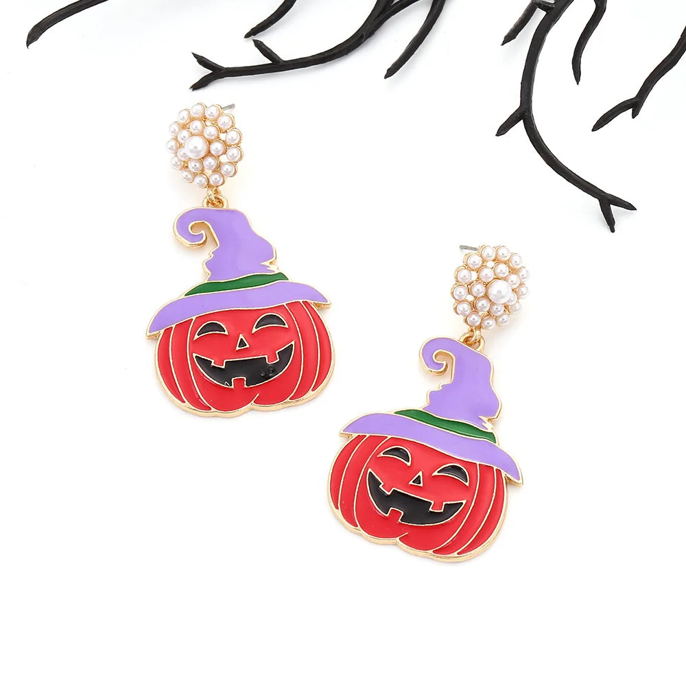 Metal Halloween Pumpkin Dangle Earrings for Women New Trend Design Jewelry Spooky Party Accessories - Charlie Dolly