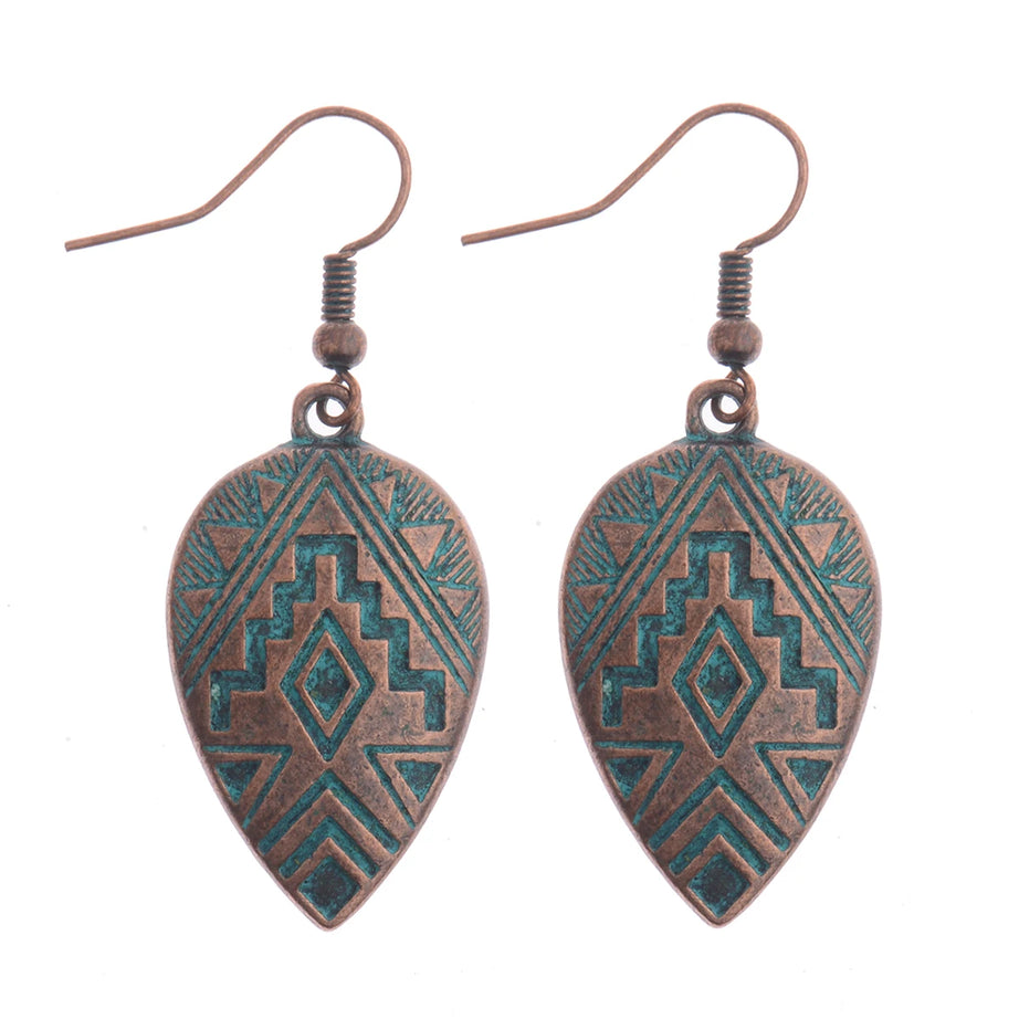أقراط متدلية مصنوعة من سبائك البرونز العتيق للنساء أقراط Jhumka الهندية ذات سلسلة طويلة بوهو تريبل