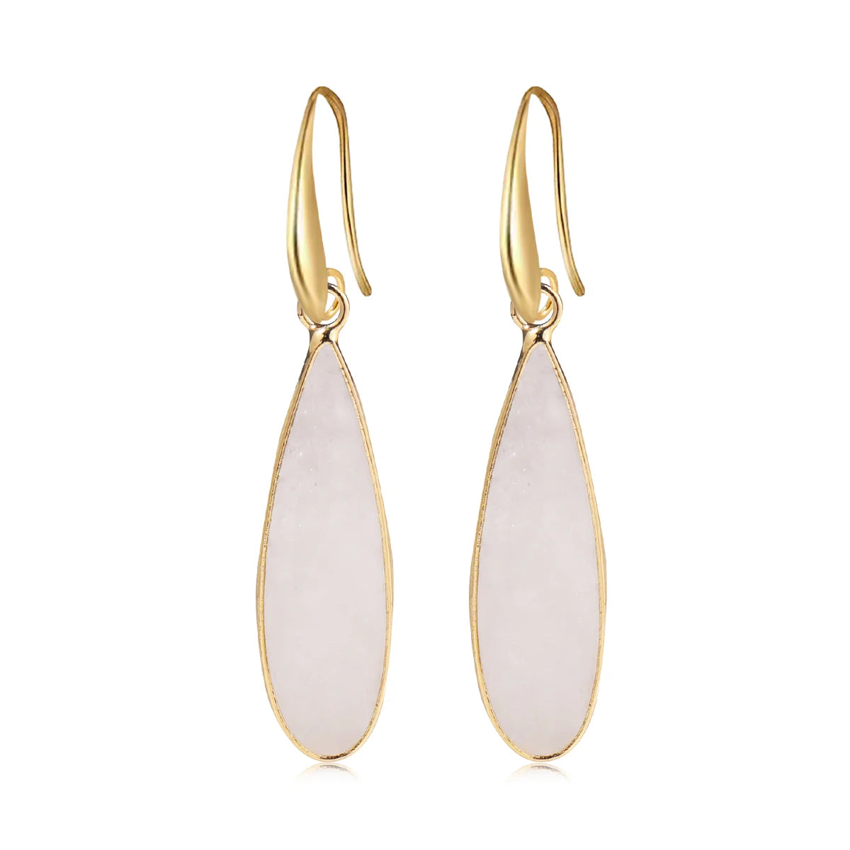 Fashionable Women's Earrings Natural Stone Teardrop Pink Crystal Clear Quartz Healing Energy Stone Simple  Fashionable Jewelry
