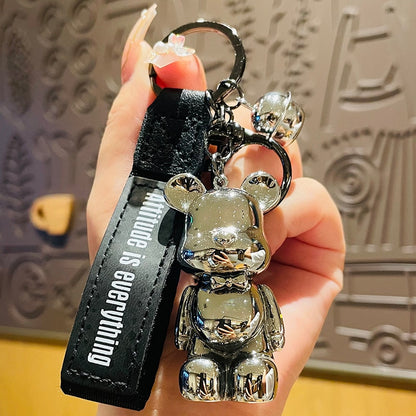 Cute Resin Keychain Charm Tie The Bear Pendant For Women Bag Car KeyRing Mobile Phone Fine Jewelry Accessories Kids Girl Gift