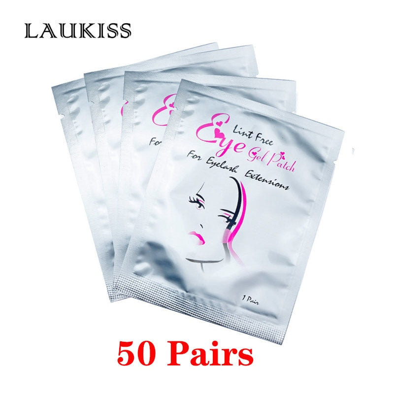 25/50/100Pairs Eye Patches Under Eyelash Pads for Building Hydrogel Paper Patches Pink Lint Free Stickers for False Eyelashes - Charlie Dolly