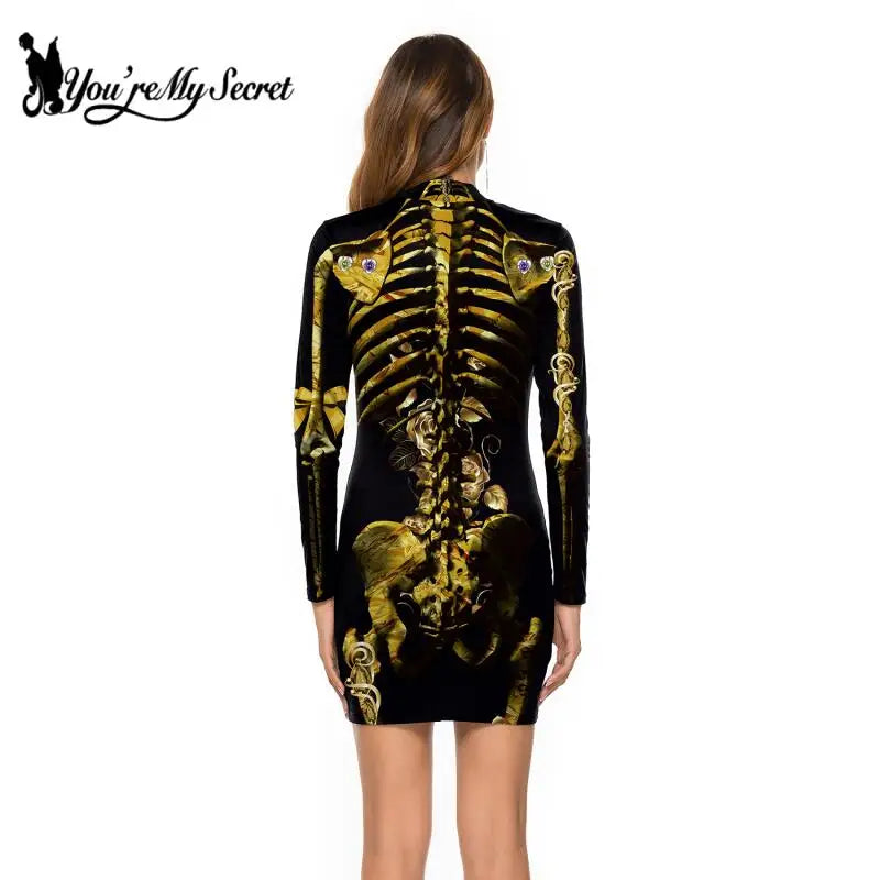 [You're My Secret] Halloween Costume For Women 3D Printed Skeleton Uniform Carnival Sexy Cosplay Outfit Fancy Dresses 2023 Party - Charlie Dolly