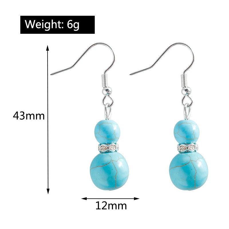 Boho Vintage Turquoise Water Drop Stud Earrings for Women Star Heart Flower Tribe Earring Statement Valentine Day Gift Jewelry