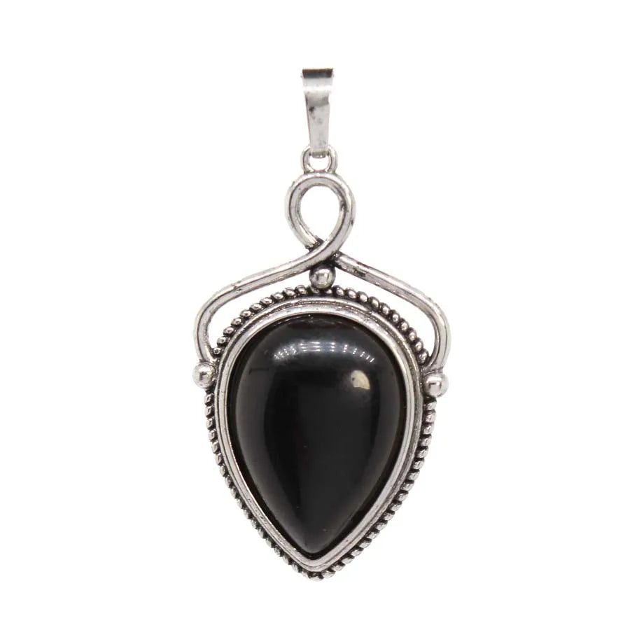 Women's Natural Crystal Stone Water Drop Pendants For DIY Necklace Amethyst Rose Quartz Lapis Lazuli Boho Men Jewelry Making