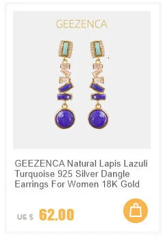 GEEZENCA 925 Silver Lapis Lazuli White Crystal Women's Drop Earrings 18K Gold Heart Waterdrop Dangle Earring Love Gift For Her