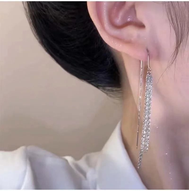 2023 New Fashion Trend Metallic Elegant Exquisite Light Luxury Long Tassel Ear Wire Ladies High Jewelery Party Gift Wholesale - Charlie Dolly