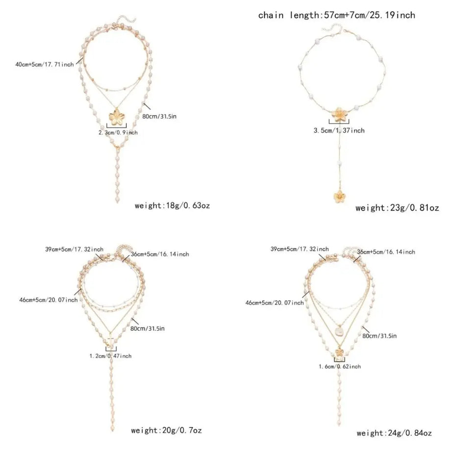 Pearl Flower Pendant Tassel Choker Necklace Jewelry