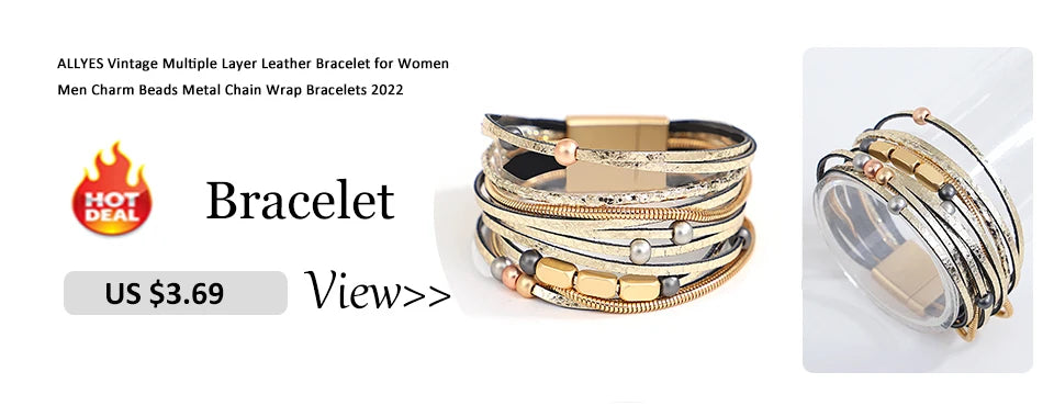 ALLYES Vintage Natural Stone Heart Braided Leather Bracelet for Women Boho Multilayer Wrap Wide Bangle Bracelets Jewelry Gifts
