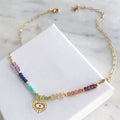 Exquisite Gold-color Eye Pendant Necklace Trend Beaded Streetwear Jewelry New Year Gifts For Women Multiple Color Options Choker - Charlie Dolly