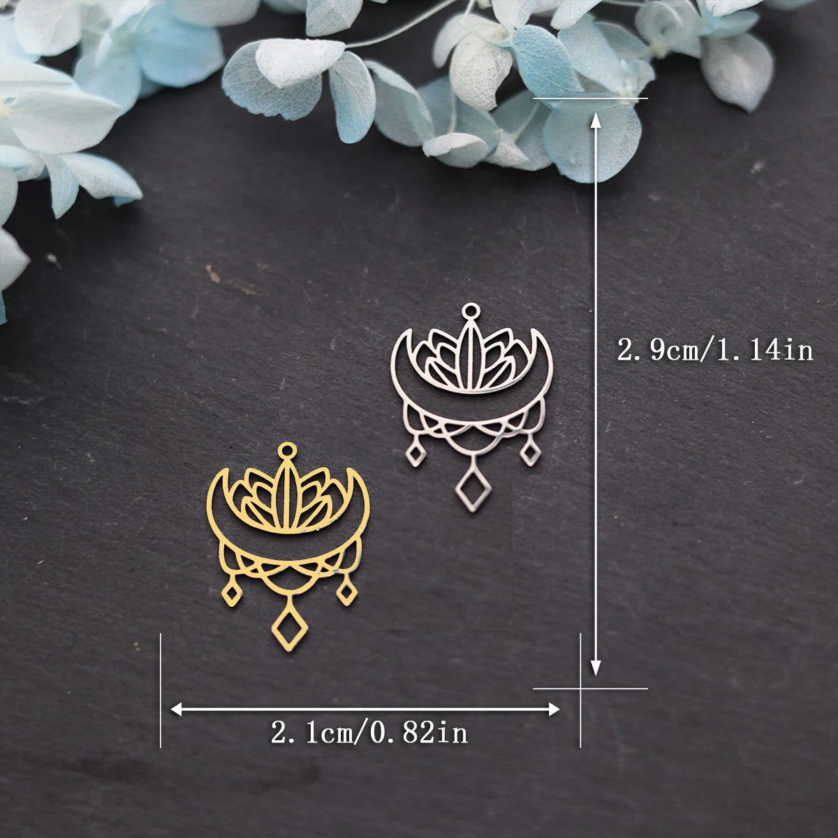 3PCS DIY Amulet Lotus Flower Yogo Buddha Stainless Steel Pendant Charm For Jewelry Making Necklace Religion Crescent diy Supplie