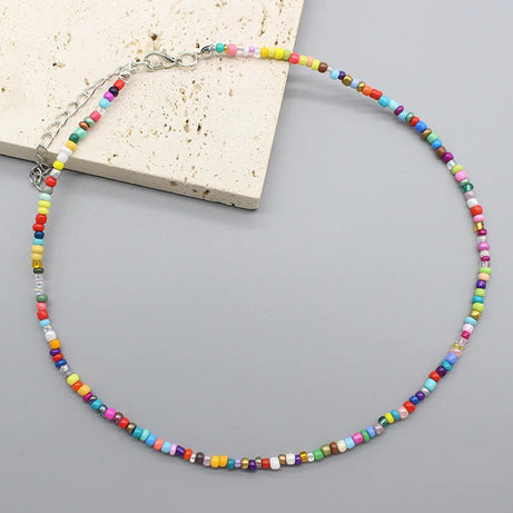 Handmade Seed Bead Colorful Boho Choker Necklace