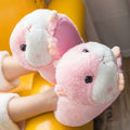 Cute Cartoon Hamster Design House Women Fur Slippers Gray Pink Brown Winter Warm Ladies Plush Shoes Onesize Fluffy Girls Slides - Charlie Dolly