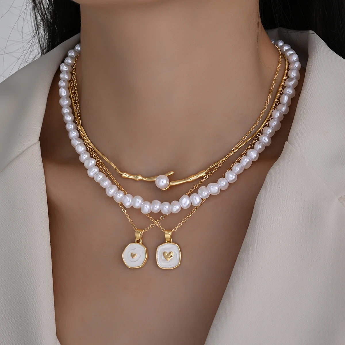 Fashion Boho Pearl Multilayer Necklace Set for Women Gold Plated Starfish Shell Pendant Choker Beach Party Vacation Jewelry 2026