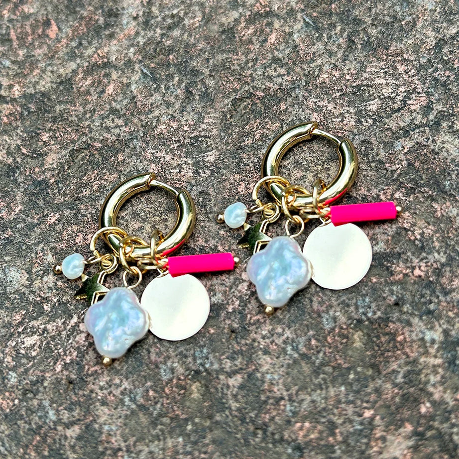 Pendant Earrings For Woman Boho Natural Stone Clover Malachite Powder Crystal Bohemia Charm Ear Luxury Quality Jewelry Girls - Charlie Dolly