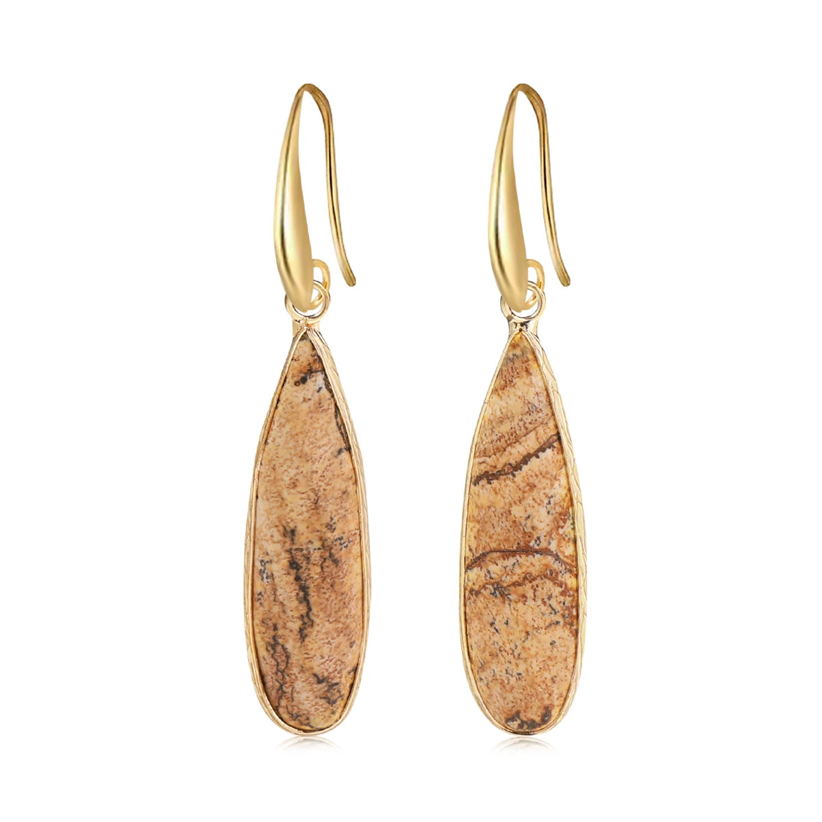 Fashionable Women's Earrings Natural Stone Teardrop Pink Crystal Clear Quartz Healing Energy Stone Simple  Fashionable Jewelry