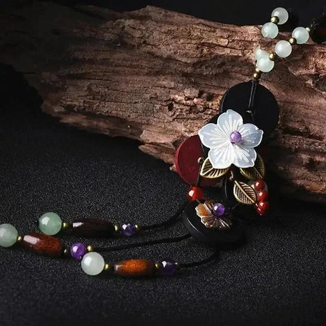 Turquoise Wood Jade Long Sweater Chain Necklace Jewelry