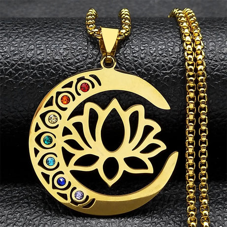 Lotus Moon Chakra Pendant, Sacred Yoga Meditation Amulet