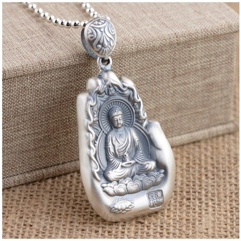Retro Eight Patronus Buddha Pendant Necklace For Men Jewelry Ethnic Trendy Silver 925 Chain Necklace Male Party Accessories Gift - Charlie Dolly