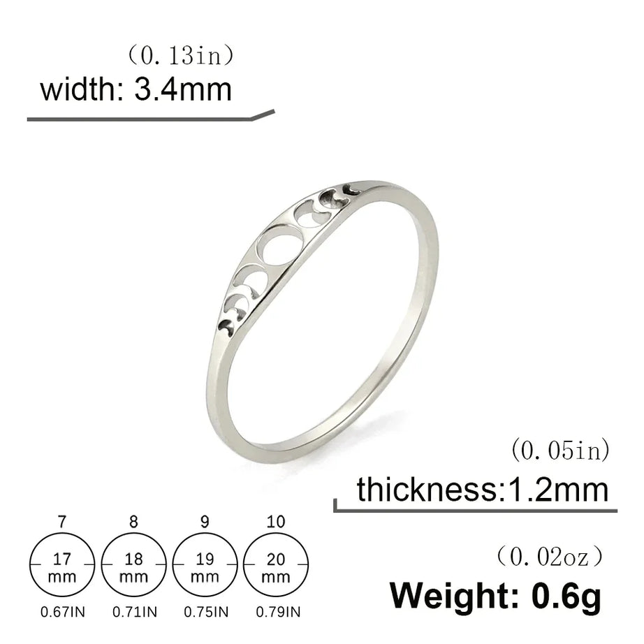 Crescent Moon Phase Ring, Stainless Steel Witch Amulet Skyrim-Inspired