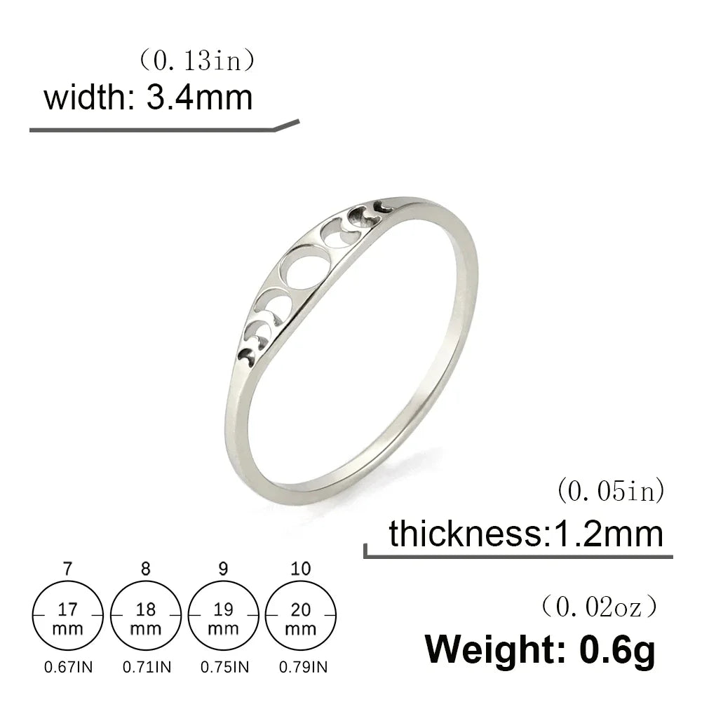 Skyrim Moon Phase Ring Stainless Steel Crescent Moon Women Rings 2025 Witch Amulet Jewelry Gift for Lover Friends Wholesale