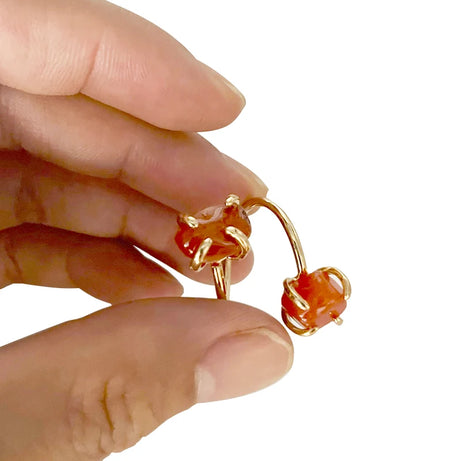 Irregular Red Agate Open Ring for Women Girls Claw Setting Gold-color Boho Rough Natural Stone Finger Jewelry Resizable - Charlie Dolly