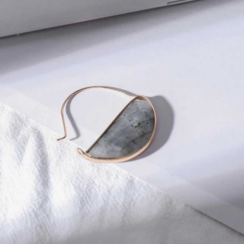Moon Shape Natural Gemstone Earrings for Women Amethyst Earrings Wedding Festival Jewelry Gifts for Women