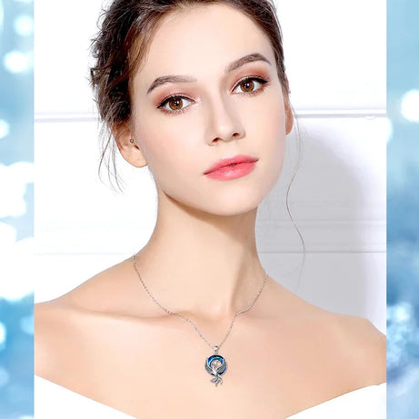 Phoenix Amulet Necklace with Austrian Crystal, S925 Sterling Silver