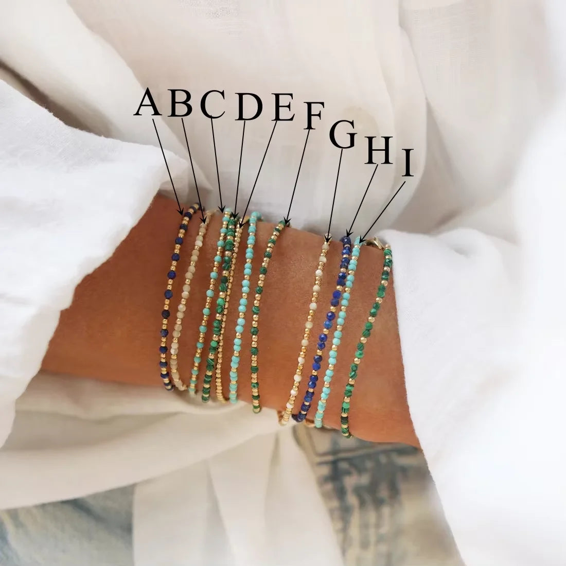 CCGOOD 3mm Natural Gemstone Beaded Bracelet Boho Beach Style Stackable Jewelry for Women Adjustable