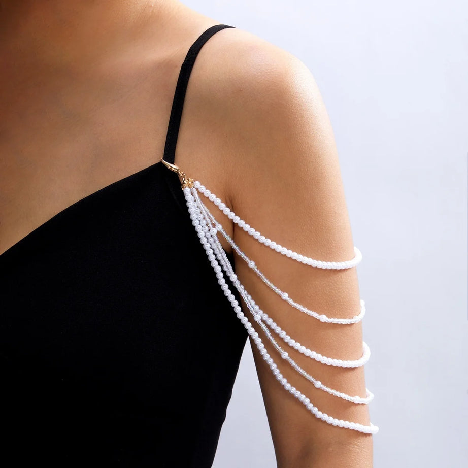Baroque Imitation Pearl Multilayer Boho Choker and Body Chain