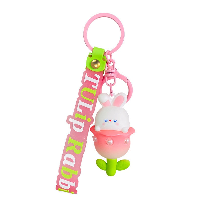 A-Z Letter Women's Cartoon Rabbit Keychain Cute Enamel Rabbit Carrot Car Bag Pendant Accessories Gift - Charlie Dolly