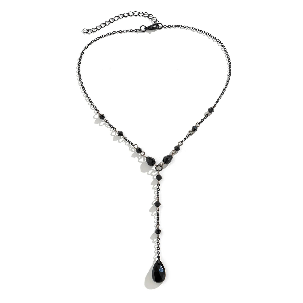 Goth Black Water Drop Crystal Chest Chain Necklace for Women Collares Vintage Sexy Link Choker Y2K Halloween Jewelry Accessories - Charlie Dolly