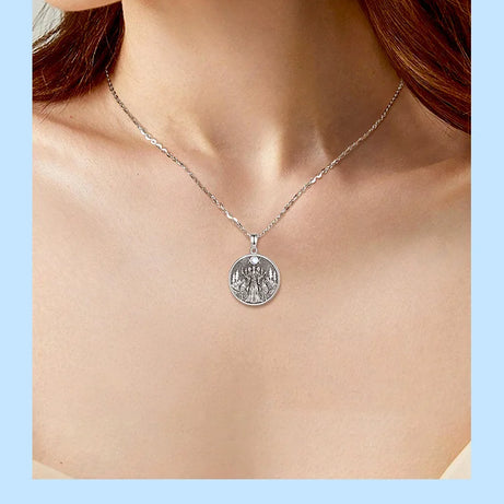 S925 Sterling Silver Hecate & Dog Pendant Necklace, Triple Moon Goddess Moonstone Amulet