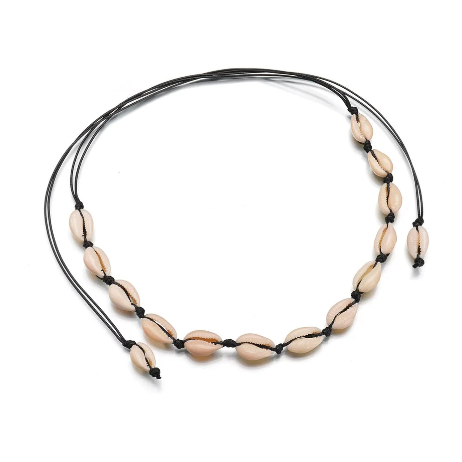 Chained Shell Pendant Boho Choker Necklace