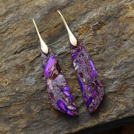 Emperor Stone Geometric Drop Earrings