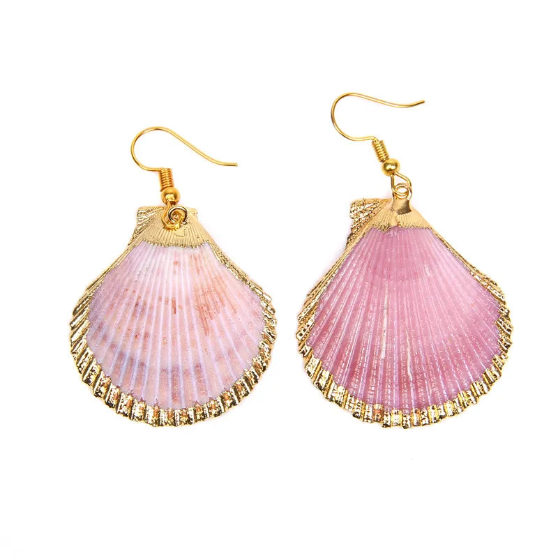 New In Natural Shell Sea Scallop Drop Earrings Boho Shell Drop Earrings for Women Femal Sea Beach Earrings Summer Jewelry Gifts