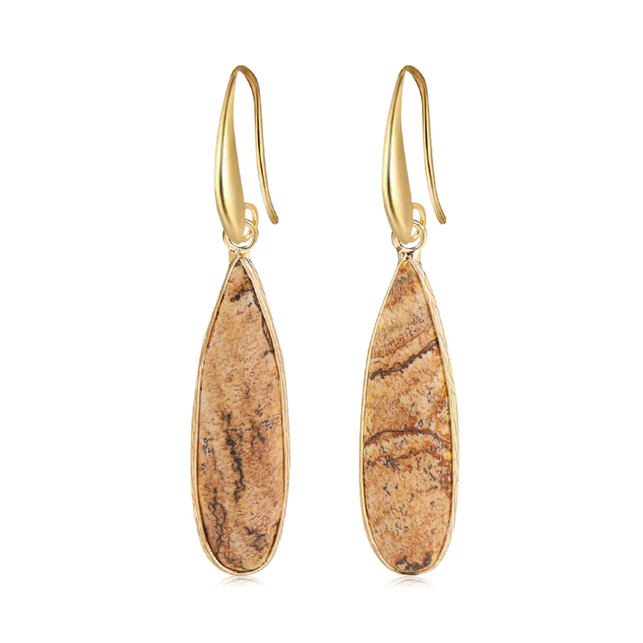 Rose Quartz Clear Quartz Teardrop Healing Earrings Jewelry