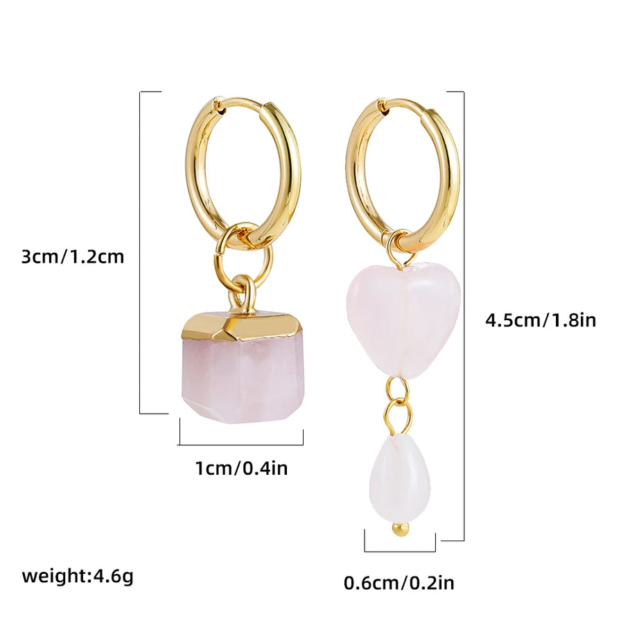 Agate Rectangle Bead Asymmetric Drop Earrings Jewelry