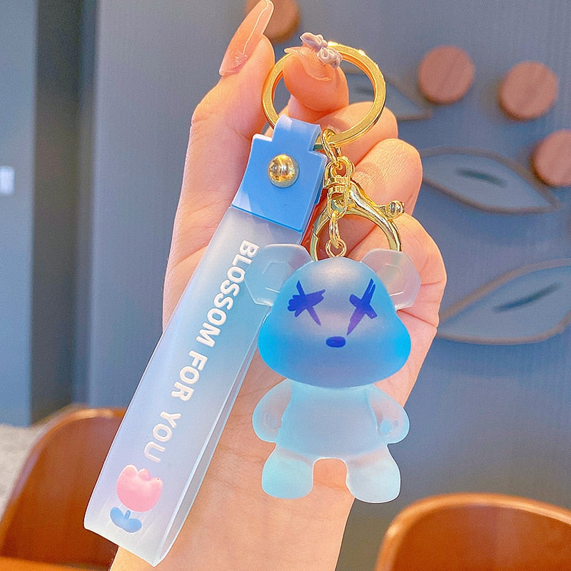 Cute Resin Keychain Charm Tie The Bear Pendant For Women Bag Car KeyRing Mobile Phone Fine Jewelry Accessories Kids Girl Gift - Charlie Dolly