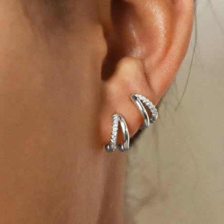 Gold Zircon Geometric Statement Hoop Earrings Jewelry