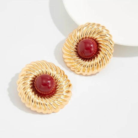 Resin Bead Big Spiral Stud Earrings Jewelry
