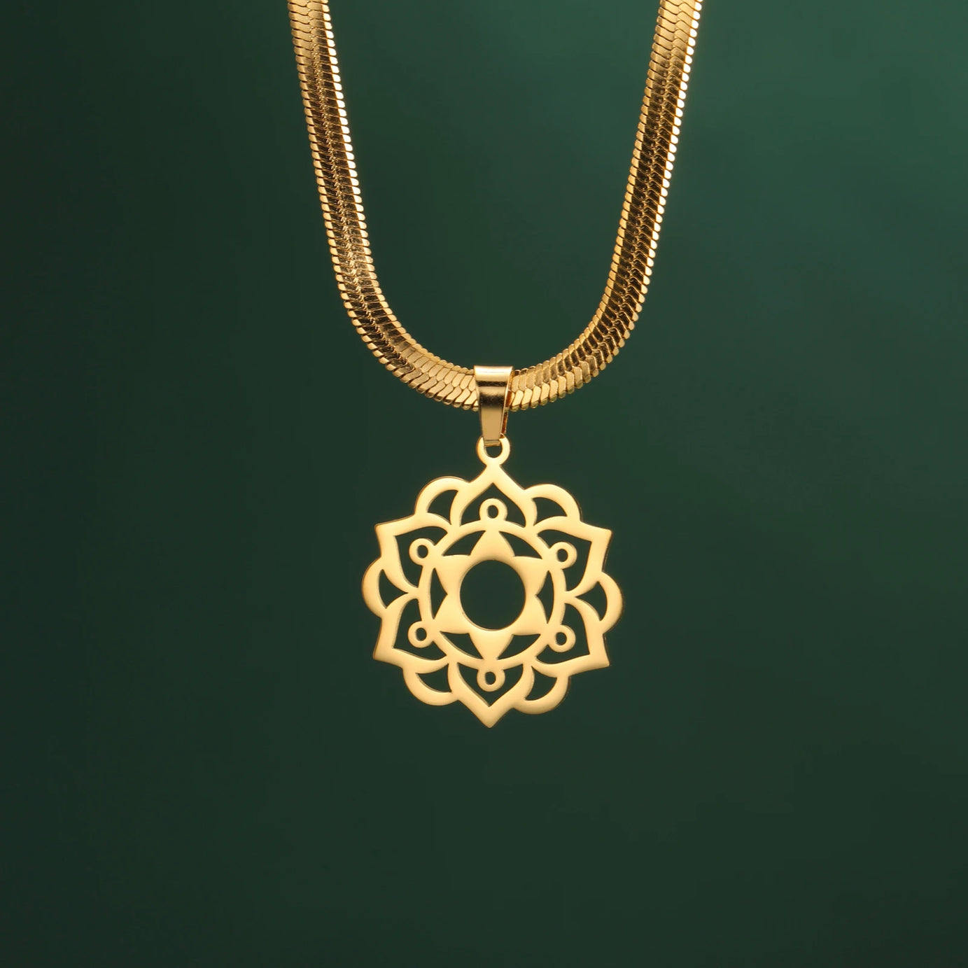 Yoga Lotus & Flower of Life Pendant Necklace, Stainless Steel Chakra Healing Amulet