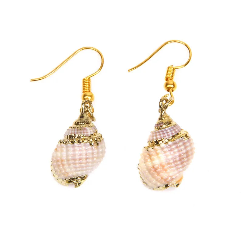 New In Natural Shell Sea Scallop Drop Earrings Boho Shell Drop Earrings for Women Femal Sea Beach Earrings Summer Jewelry Gifts