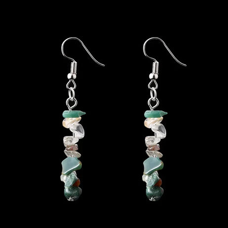 Chip Natural Stone Crystal Earrings Raw Gemstone Amethyst Lapis Lazuli Tiger's Eye Rose Quartz Chakra Earring - Charlie Dolly