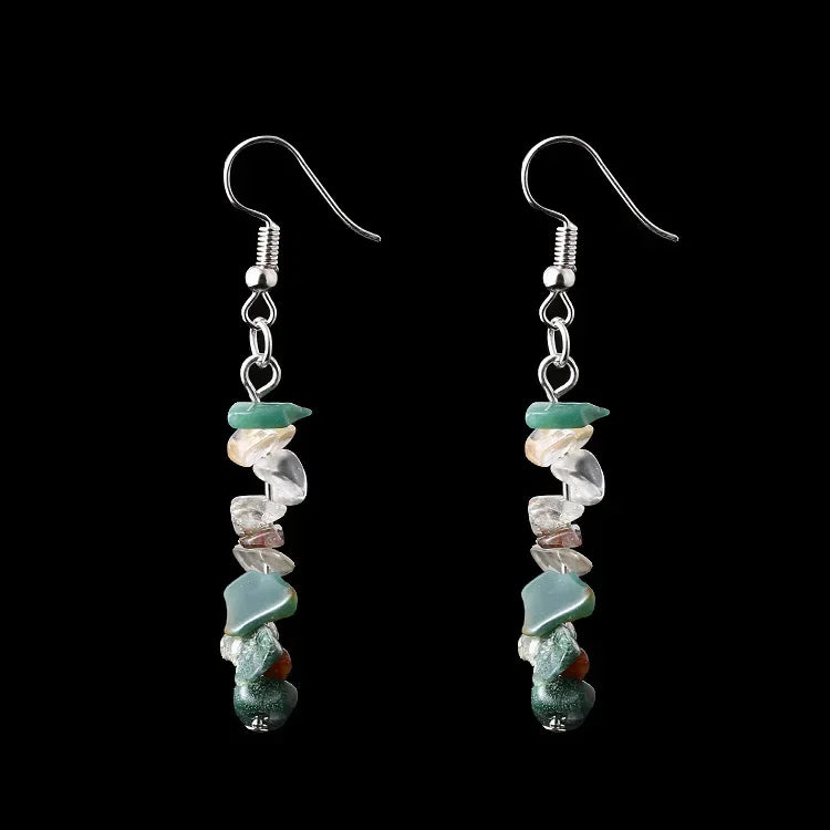 Chip Natural Stone Crystal Earrings Raw Gemstone Amethyst Lapis Lazuli Tiger's Eye Rose Quartz Chakra Earring