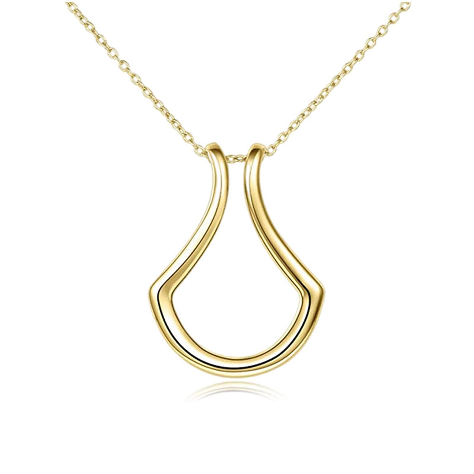 1Piece Fashion Necklace Geometric Simple Ring Holder Ring Pendant Necklace for Men Women Party Jewelry Neck Chain 45cm long - Charlie Dolly