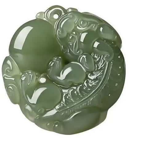Hetian Jade Feng Shui Peace Button Pendant, Heirloom Protection Amulet